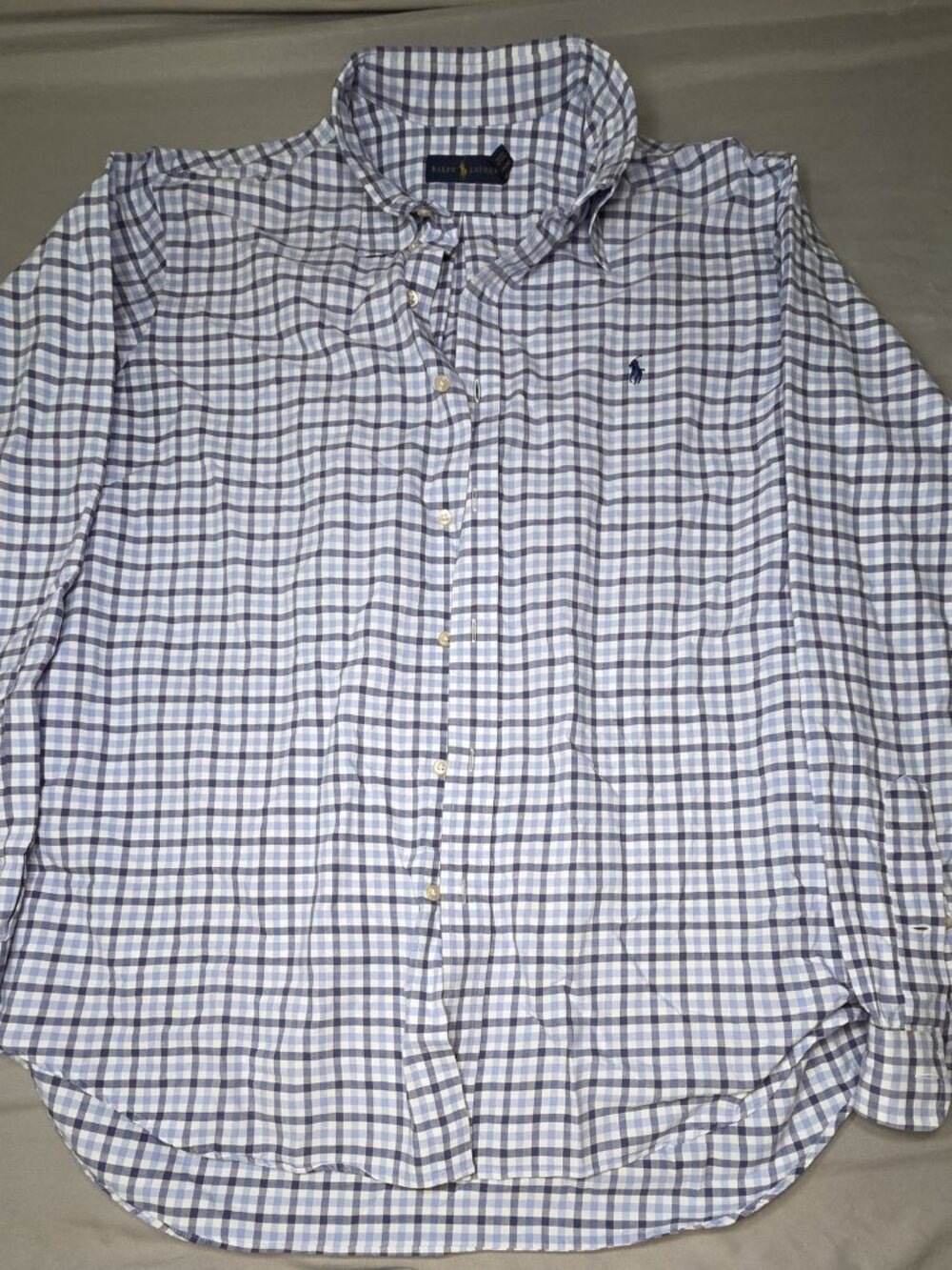 Polo Ralph Lauren Blue White Gingham Button Down Shirt Long Sleeve Mens XXL